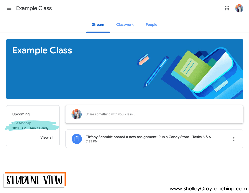 google classroom student assignment view