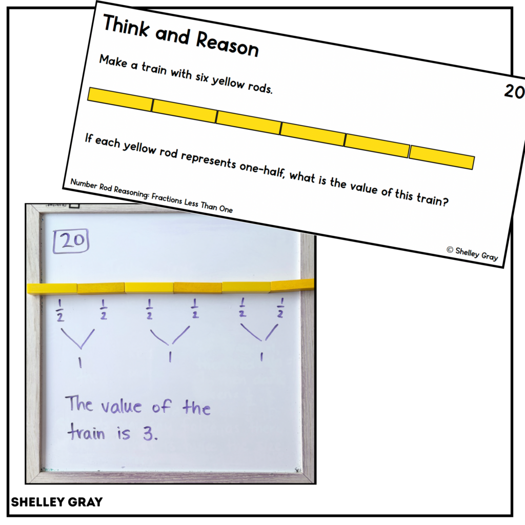 Cuisenaire rod train for fraction sense