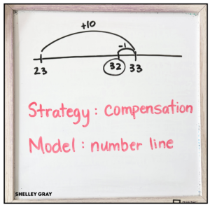 compensation mental math on a number line